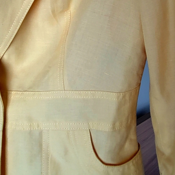 Yellow Linen blend Kasper Blazer/Jacket - Size 8 - Picture 6 of 11